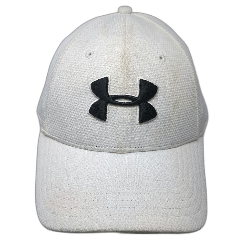 Under Armour Baseball Cap White XL Fitted Logo Polyester Mesh Breathable Hat